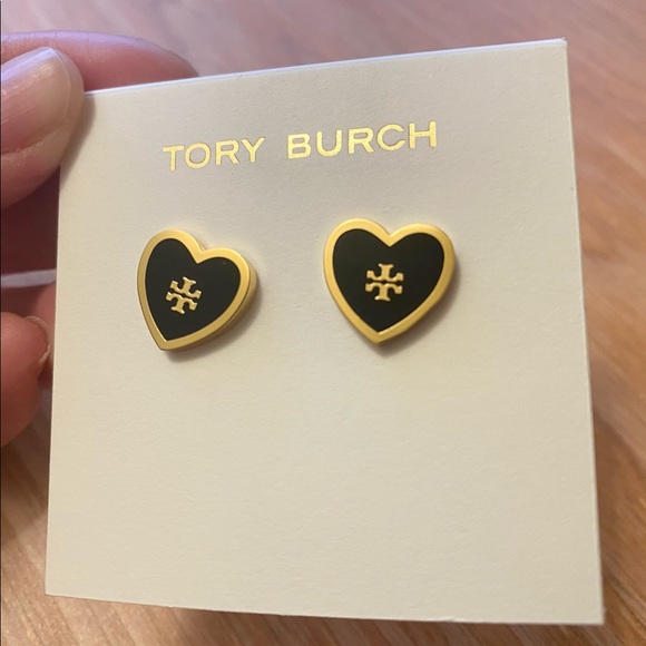 Tory Burch Jewelry Heart Stud NWT Black Earrings - Picture 3 of 7